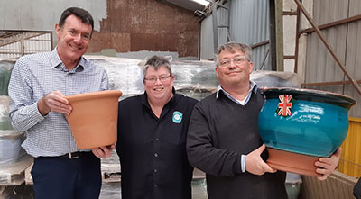British Flowerpot Merger Announced - from left: Edward Naylor - Director; Liz Hudston – General Manager; Simon Smith – Managing Director