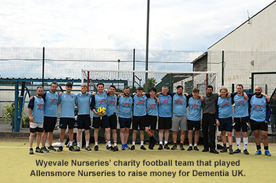 Charity Football match Wyevale Nurseries’ charity football team that played Allensmore Nurseries to raise money for Dementia UK.