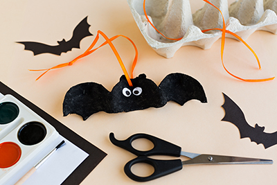 Egg Carton For A Spooky Bat Decoration