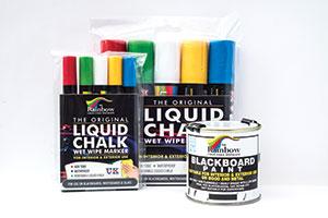 Rainbow Chalk image of liquid chalk pens and blackboard paint