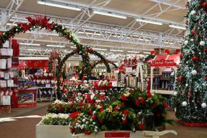 Christmas department at Haskins Garden Centre