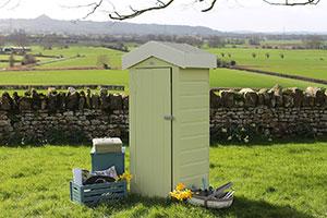 A shed painted in the Somerset Heritage Colour Collection