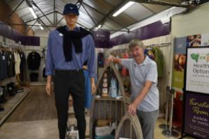 GCA chief Peter Banks beside a mannequin in a garden centre