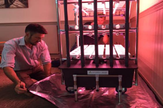 VydroFarm Install, Dr Ian Tennant of Local Roots and Michal Kaminski HydroGarden allows students at college to grow ingredients for restaurant
